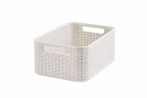 CURVER Rattan hatású műanyag kosár fehér S méret 28x12x19 cm