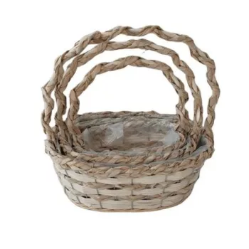 Rattan kosár fonott füles ovál M méret 31x24x12 cm