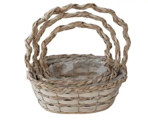 Rattan kosár fonott füles ovál M méret 31x24x12 cm