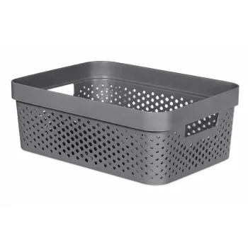   CURVER INFINITY Tárolókosár pötty lyuk mintával 11 L 14x36x27 cm sötét szürke