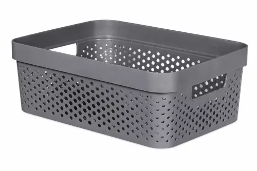 CURVER INFINITY Tárolókosár pötty lyuk mintával 11 L 14x36x27 cm sötét szürke