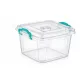 POLY TIME Szögletes multibox 6 L 26,2x26,2x17 cm átlátszó zöld füllel