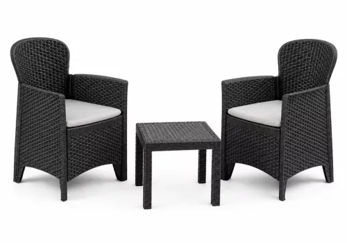 AKITA Balkon kerti garnitúra szett antracit szürke asztal 59x46x40 cm 2 db fotel 59x57x85.5 cm
