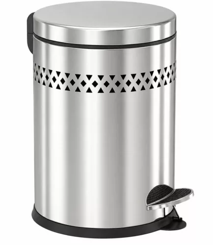 Fém pedálos szemetes fekete mintás 11,8 L 35x25 cm ezüst