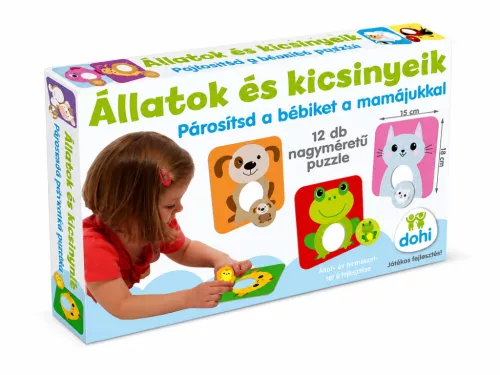 Állatok és Kicsinyeik fejlesztő párosító puzzle 35x24x5 cm