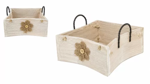 Kaspó fa virág mintás csipkés masnival 24,5x24,5x10,5 cm