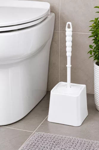  WC kefe tartóval fehér műanyag 37x15x12 cm