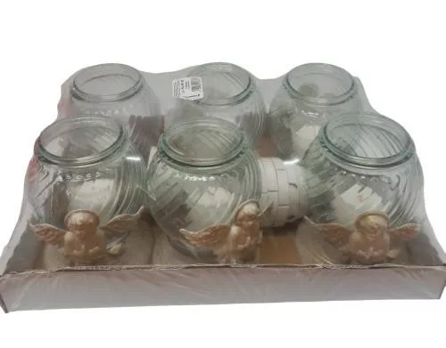 Üvegmécses Angyal mintával 6 db-os 20 cm