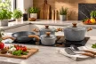 TOGNANA Stone&wood 8 részes indukciós edénykészlet szürke kőhatású fa mintázatú fogantyúkkal
