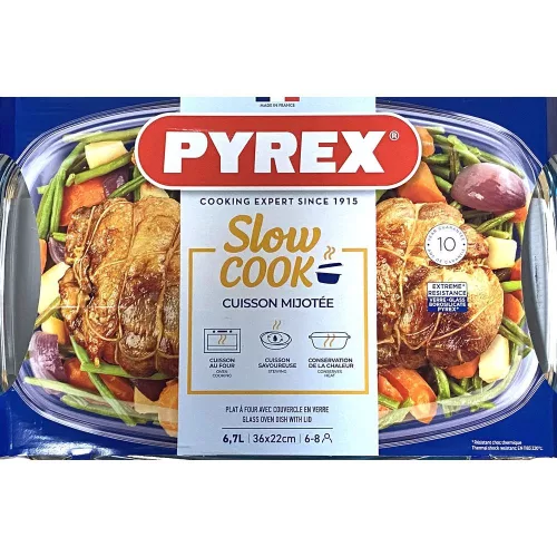 Pyrex ESSEN szögletes sütőtál+fedő 6,7l (4,4l+2,3l)