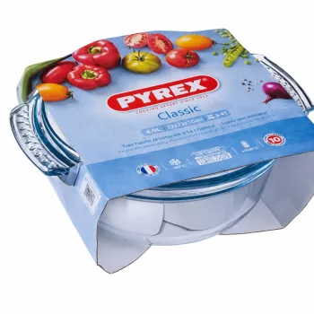 PYREX Kerek sütőtál fedővel 4,9 L 12x31 cm áttetsző