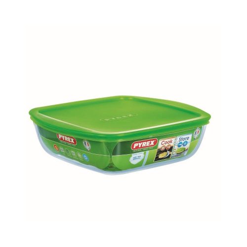 Pyrex COOK&STORE szögletes sütőtál+műa.fedő 25x22 cm 2,2l