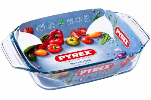 PYREX IRRES Szögletes sütőtál füles 2,2L 31x20x6 cm  áttetsző