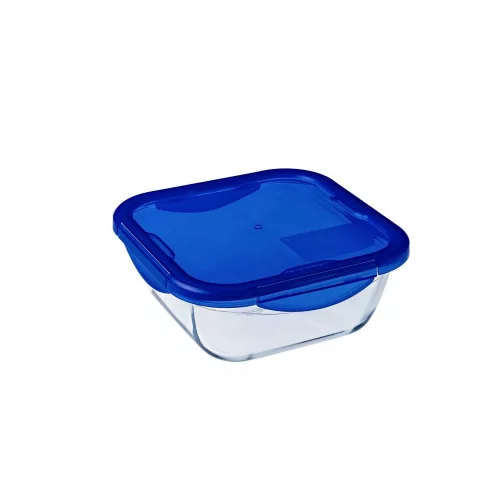 Pyrex COOK&GO szögletes sütőtál+műa.fedő 16x16x6cm 0,8l 