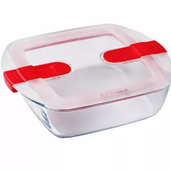   PYREX COOK&HEAT Szögletes sütőtál műanyag tetővel 1,1 L 23x15x6cm