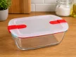 PYREX COOK&HEAT Téglatest sütőtál műanyag tetővel 2,5 L  28x20x8 cm áttetsző