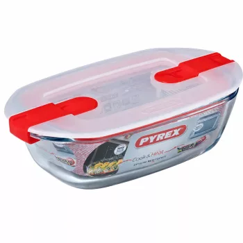   PYREX COOK&HEAT Szögletes sütőtál műanyag tetővel 0,4 L 17x10x5 cm