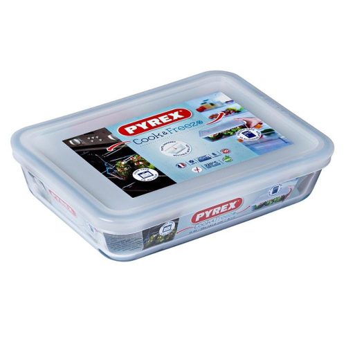 Pyrex COOK&FREEZE téglatest sütőtál+műa.tető 19x14x4 cm 0,8l