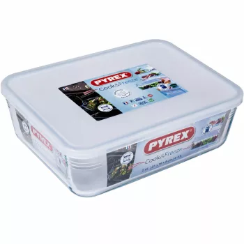   PYREX COOK&FREEZE Szögletes sütőtál műanyag tetővel 2,6 L 25x19x8 cm