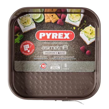   Pyrex ASIMETRIA bevonatos tortaforma szögletes csatos 24 x 24 cm
