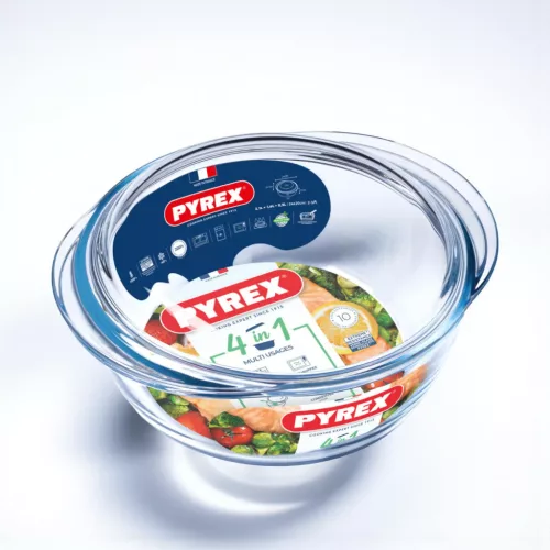 PYREX kerek sütőtál fedővel 4in1 csomag, 3l (2,3l+0,7l)