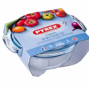 PYREX Kerek sütőtál fedővel 1,3 L 9x18x21 cm áttetsző