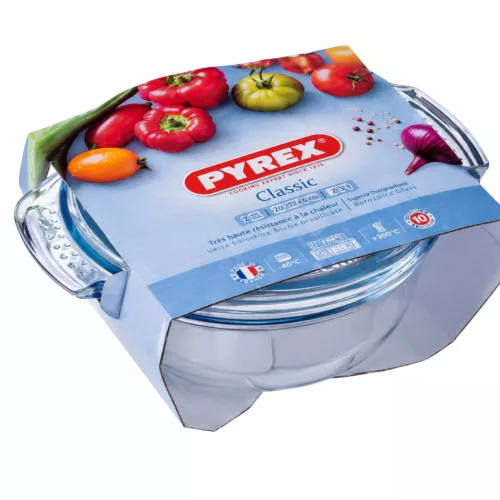 PYREX Kerek sütőtál fedővel 1,3 L 9x18x21 cm áttetsző