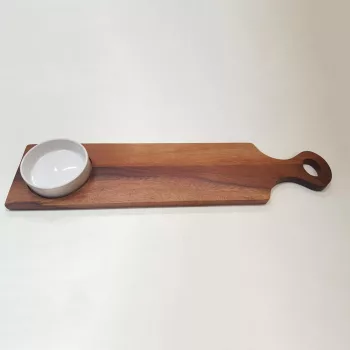 PARAWOOD Fa kínáló+porc. tálka 55x13x1,5 cm
