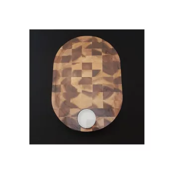   PARAWOOD Fa előételes deszka + porcelán tálka 28x40x3,5 cm ovál