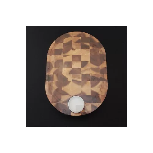 PARAWOOD Fa előételes deszka + porcelán tálka 28x40x3,5 cm ovál