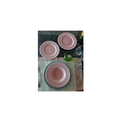 Quality Ceramic LUXE kerámia étkészlet rózsaszín-szürke (18 részes)