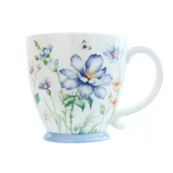 Porcelán bögre 45 cl talpas KÉK VIRÁGOS
