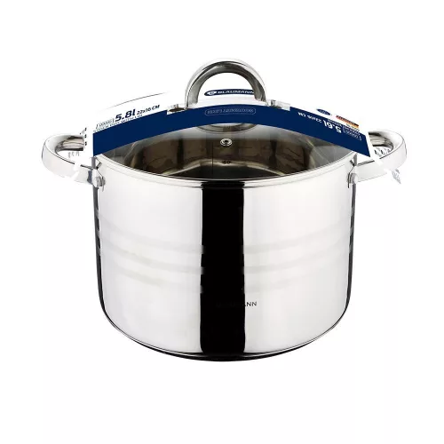Blaumann GOURMET LINE rozsdamentes fazék üvegfedővel 7,7 L (BL-1010)