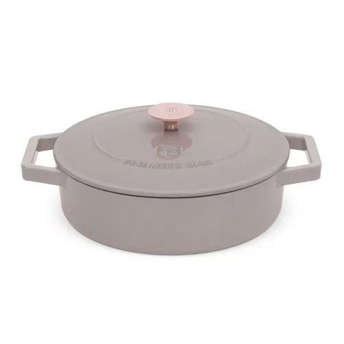 TAUPE öntöttvas sütőtál+fedő 26x7,5cm 2,75L matt fekete belső bevonat