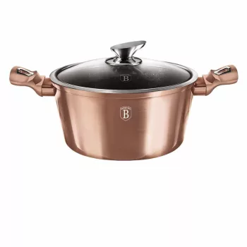  Berlinger Haus ROSE GOLD bevonatos LÁBOS üveg fedővel  24 cm 4,1l / BH-1515N /