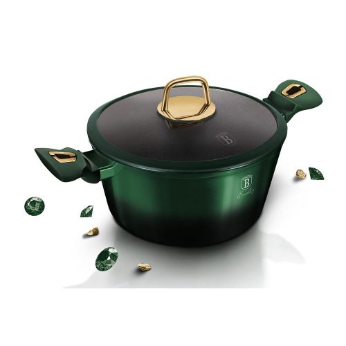 Berlinger Haus EMERALD bevonatos LÁBOS üvegfedővel 20 cm 2,2 l (indukciós) / BH-6057 /