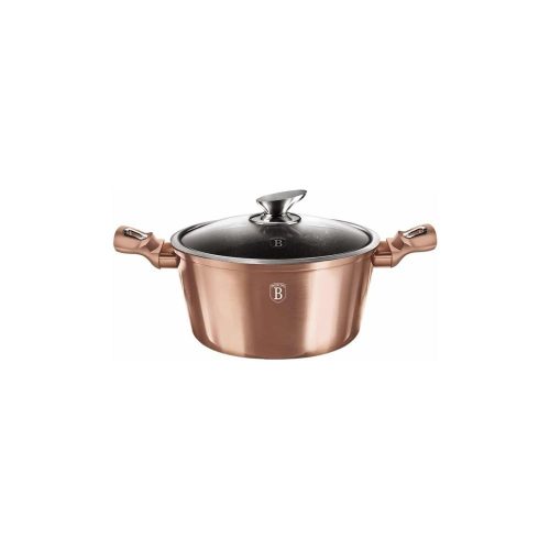 Berlinger Haus ROSE GOLD bevonatos LÁBOS üveg fedővel  28 cm 6,1l / BH-1516N /