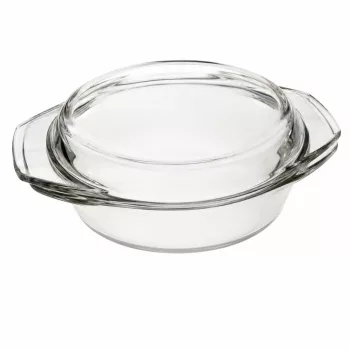   SIMAX STAR LINEA Hőálló sütőtál kerek tál 5,1 L tetővel 36,8x32x7,5 cm áttetsző