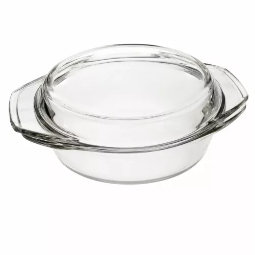 SIMAX STAR LINEA Hőálló sütőtál kerek tál 5,1 L tetővel 36,8x32x7,5 cm áttetsző