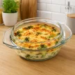 SIMAX STAR LINEA Hőálló sütőtál kerek tál 5,1 L tetővel 36,8x32x7,5 cm áttetsző