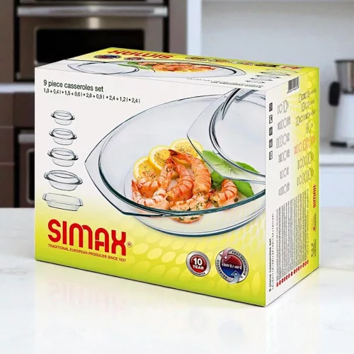Simax hőálló üvegtál készlet (9 darabos)