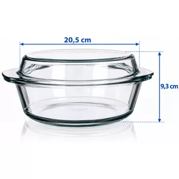   SIMAX STAR LINEA Hőálló sütőtál kerek tál tetővel 2,1 L 9,3x20,5 cm áttetsző