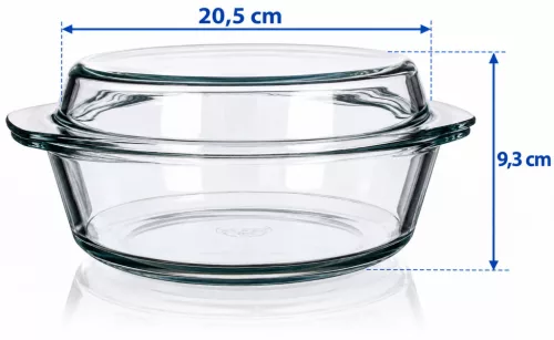 SIMAX STAR LINEA Hőálló sütőtál kerek tál tetővel 2,1 L 9,3x20,5 cm áttetsző