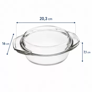   SIMAX STAR LINEA Hőálló sütőtál kerek tál 1 L tetővel 20,3x16x7,1 cm áttetsző