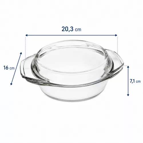 SIMAX STAR LINEA Hőálló sütőtál kerek tál 1 L tetővel 20,3x16x7,1 cm áttetsző