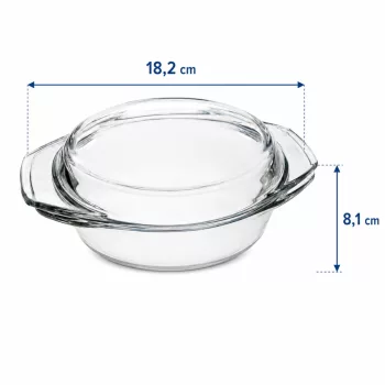   SIMAX STAR LINEA Hőálló sütőtál kerek tál 1,4 L tetővel 8,1x 18,2 cm áttetsző