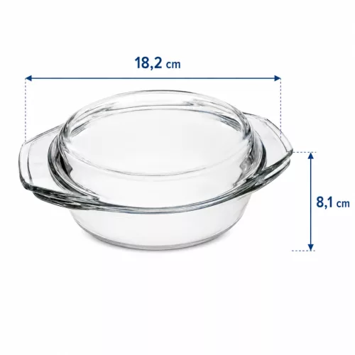 SIMAX STAR LINEA Hőálló sütőtál kerek tál 1,4 L tetővel 8,1x 18,2 cm áttetsző