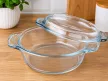 SIMAX Hőálló sütőtál mély kerek tál 3,3 L tetővel 29,5x23,5x12,5cm áttetsző