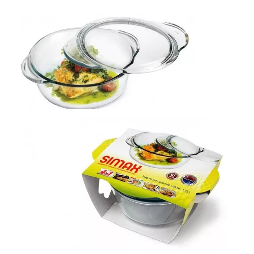 Simax hőálló sütőtál mély kerek tál 1,75 liter