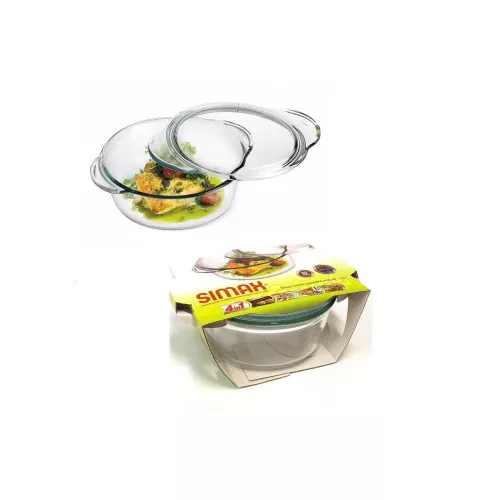 Simax hőálló sütőtál mély kerek tál 1,5+0,3 liter